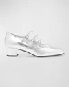 Carel Kina Patent Mary Jane Ballerina Pumps In Moon Or Silver