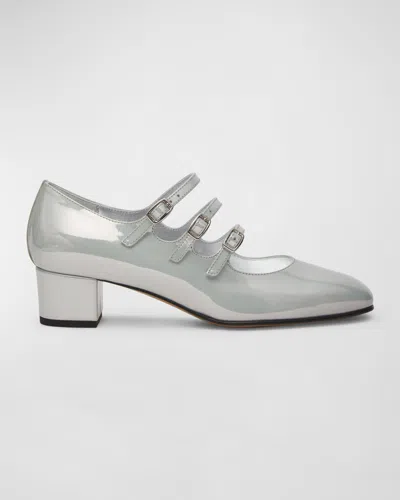 Carel Kina Patent Mary Jane Ballerina Pumps In White/oth