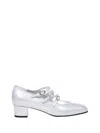 Carel Triple Strap Square Toe Block Heel Pump In White