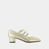 Carel Metallic Mary Jane Trio Pumps In Silver