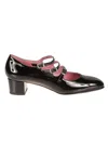 Carel Kina Black Mary Janes With Straps And Block Heel In Patent Leather Woman In Black