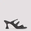 Carel Denim Triple Strap Open Toe Mules In Black Jeans