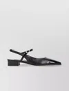 Carel Leather Almond Toe Block Heel Mules
