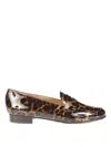 Carel Leopard Print Penny Loafers With Glossy Finish In Brown