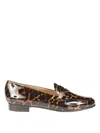 Carel Leopard Print Penny Loafers With Glossy Finish In Brown
