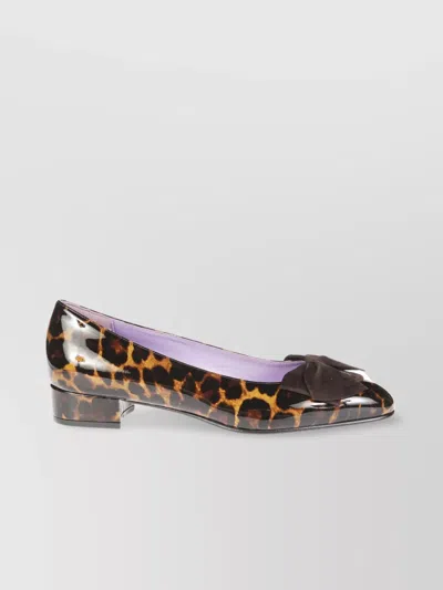 Carel Leopard Print Suede Loafers With Bow Detail