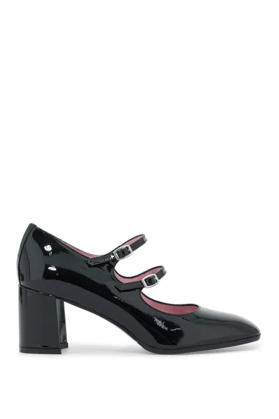 Carel Alice Black Pumps With Double Straps In Patent Leather Woman