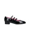 Carel Kina Black Mary Janes With Straps And Block Heel In Patent Leather Woman In Black