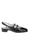 Carel Ladies Black Patent Queen Slingback Mary Janes In Black