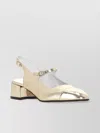 Carel Gold Tone Slingback Block Heel Sandals