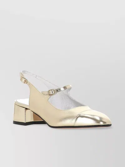 CAREL METALLIC BLOCK HEEL SLINGBACK SANDALS