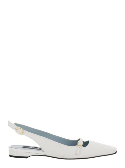 Carel Ninon Beige Slingback Ballet Shoes In Leather Woman In White