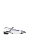 Carel Block Heel Slingback Pump With Textured Toe In White