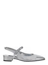 Carel Oceano Silver Colored Slingback Ballet Shoes With Contrasting Toe In Leather Woman In Metallic
