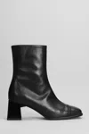 CAREL ODEON HIGH HEELS ANKLE BOOTS IN BLACK LEATHER