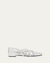 Carel Papaya Metallic Four-buckle Ballerina Flats In Light Blue Jeanswhite