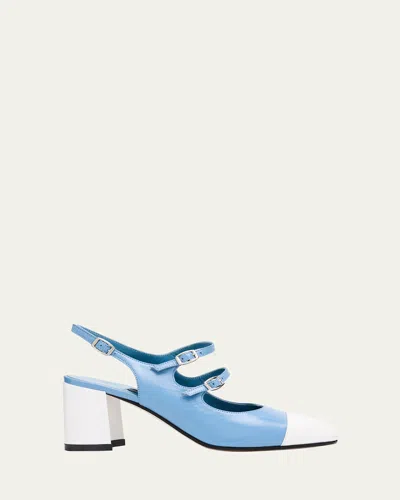 Carel Papaya Metallic Four-buckle Ballerina Pumps In Blue