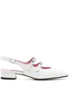 Carel Paris Block Heel Slingback Ballet Flat Shoe In White