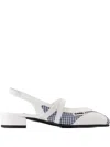 Carel Paris 20mm Sling Back Checked Flat Pumps In White