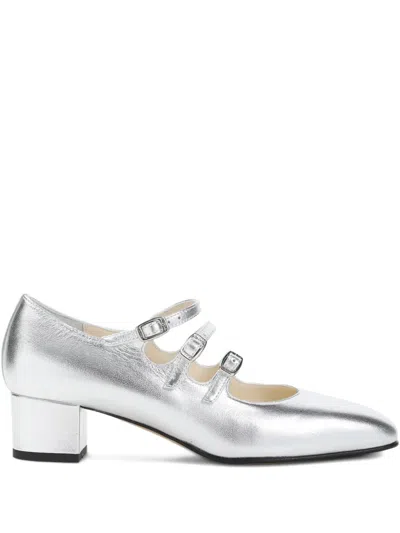 Carel Paris 40mm Kina Buckle Strap Pumps In Silver