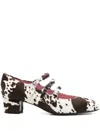 Carel Paris Calf Hair Buckle Pumps In Brown