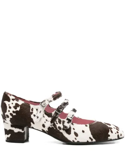 Carel Paris Calf Hair Buckle Pumps In Brown