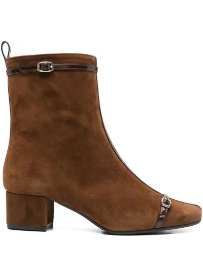 Carel Paris Buckle-detail Suede Boots In Brown