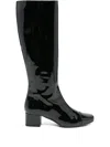 Carel Paris 50mm Leather Square-toe Boots In Black