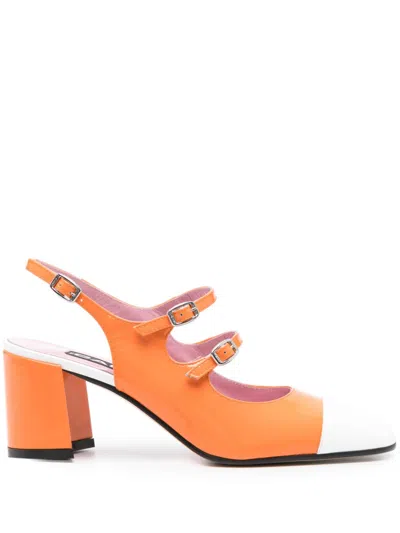 Carel Paris 60mm Papaya Mary Jane Pumps In Orange