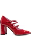 Carel Paris Triple-buckle Patent Pumps In Red