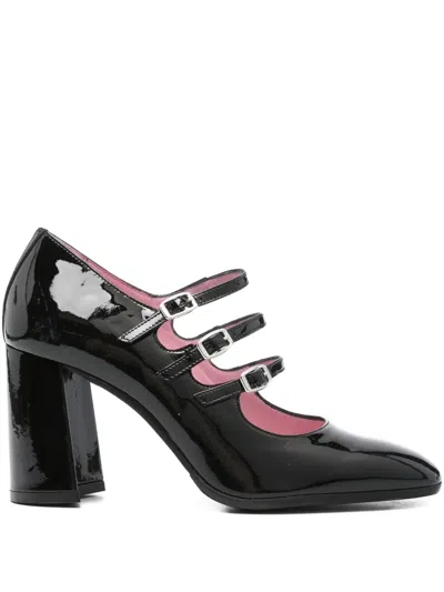Carel Paris 80mm Triple-buckle Block-heel Pumps In Black