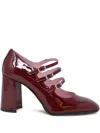 Carel Paris 85mm Keel Buckle-detail Block-heel Pumps In Red