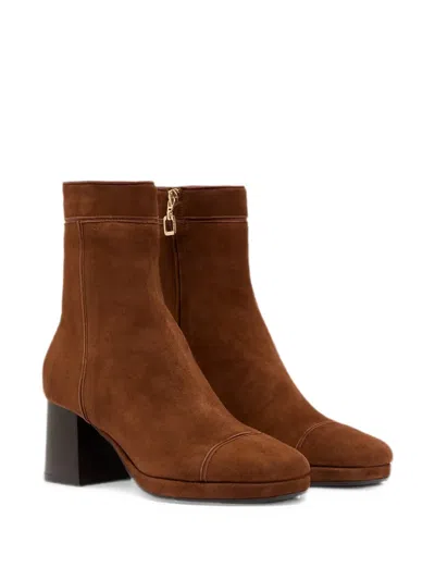 Carel Paris Alba Suede Panelled Boots In Brown