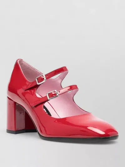 Carel Paris Alice Block Heel Square Toe Pumps In Red