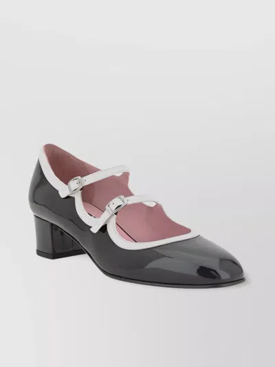 Carel Paris Almond Toe Block Heel Leather Pumps