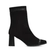 Carel Paris Ankle Boot With Graphic 't' Cut And Flared Heel In Black