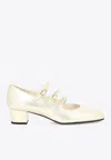 Carel Paris Ariana 45 Kina Mary-jane Pumps In Laminated Leather In Gold