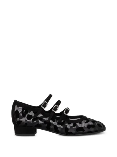 Carel Paris Ariana Jaguar-pattern Mesh Ballet Flats In Black