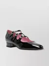 Carel Paris Triple Buckle Almond Toe Block Heel Pumps