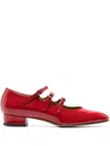 Carel Paris Ariana Patent Leather Ballets With Crossed Bands In Red