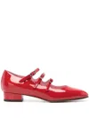 Carel Paris Ariana Patent Leather Ballets With Crossed Bands In Vernis Rouge