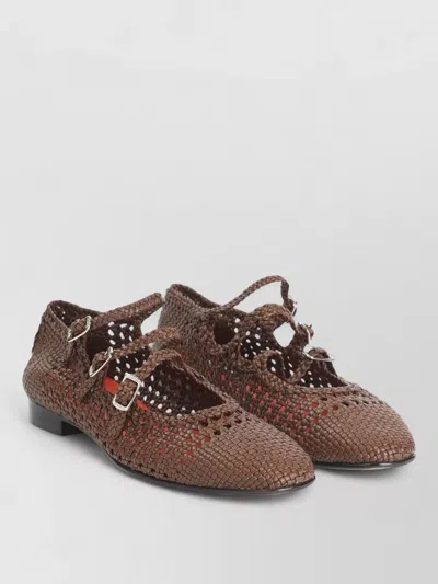 Carel Paris Ariana S Braided Pointed Toe Ballerinas In Brown