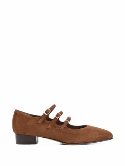 Carel Paris Ariana Triple-strap Suede Pumps In Brown