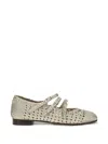 Carel Paris Silver Calf Leather Bos Taurus Ballet Flats In Gold