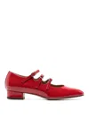 Carel Paris Ariana Patent Leather Ballets With Crossed Bands In Red