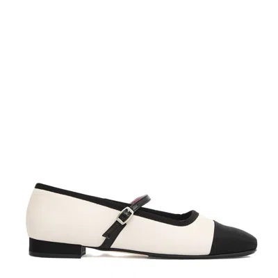 Carel Paris Ballerina Pelle Bianca E Canetè Nero In White