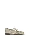 Carel Paris Silver Calf Leather Bos Taurus Ballet Flats In Neutral