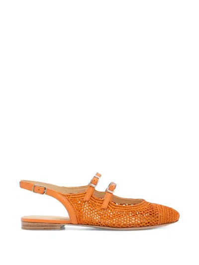 Carel Paris Balma Raffia Slingback Pumps In Orange