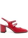 Carel Paris Double Strap Buckle Block Heel Pumps In Red