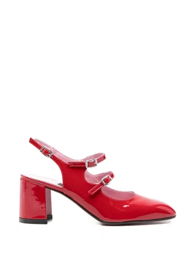 Carel Paris Banana Patent Leather Double Strap Pumps In Red